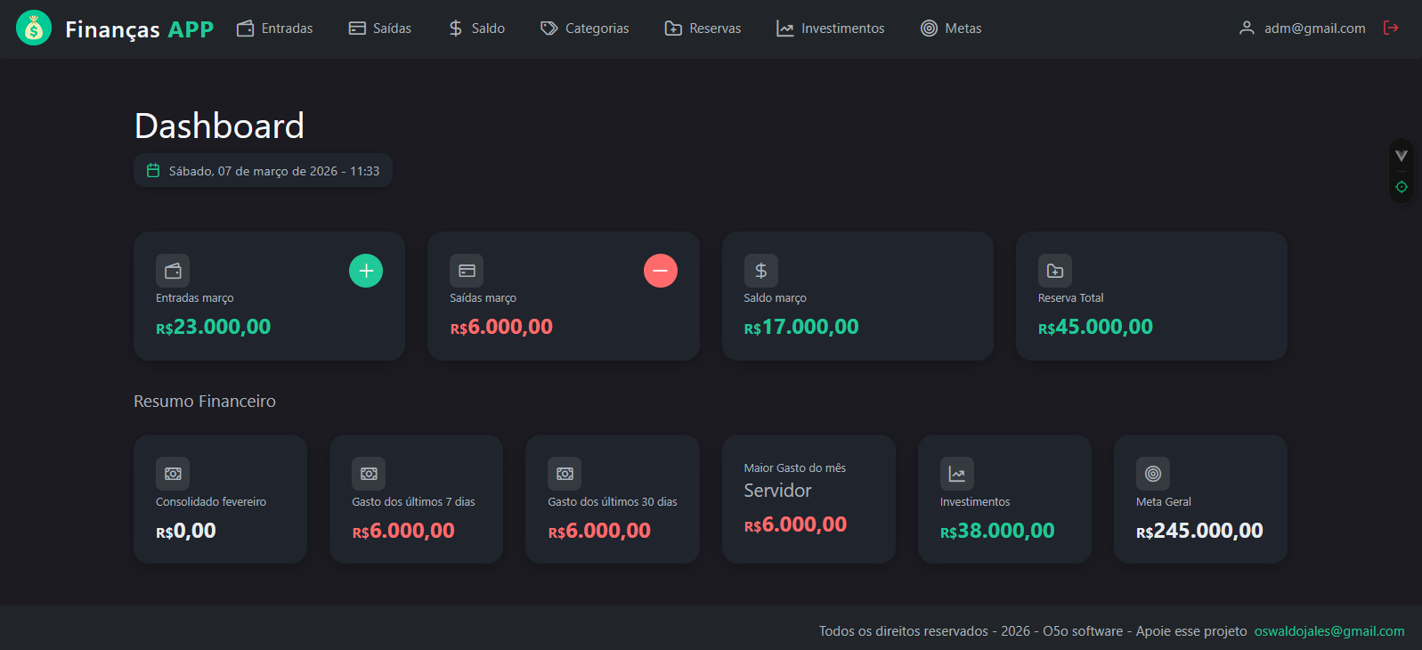 Projeto Finanças APP